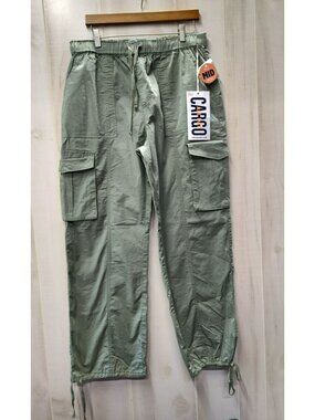YMI Mid-Rise All Day Cargo Pants, Green Tea, Size Large, Cotton Blend, NWT